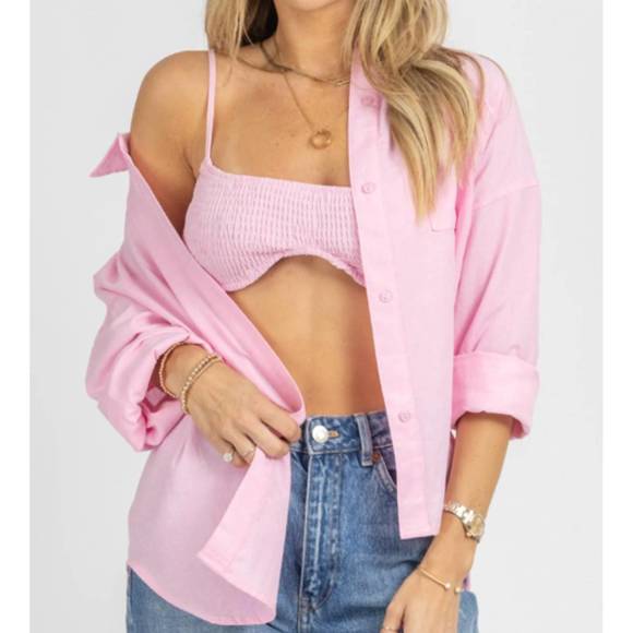 NEW LE LIS bralette + button down in pink - Picture 3 of 5